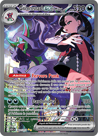 Grimmsnarl ex di Mary Ascesa Eroica carta Pokémon italiana SIR