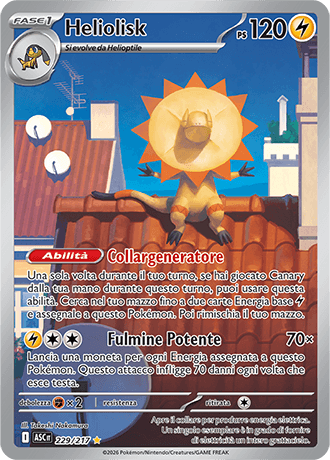 Heliolisk Ascesa Eroica carta Pokémon italiana IR
