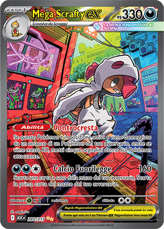 Mega Scrafty ex Ascesa Eroica carta Pokémon italiana SIR
