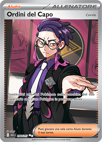 Ordini del Capo - Corvin Ascesa Eroica carta Pokémon italiana UR