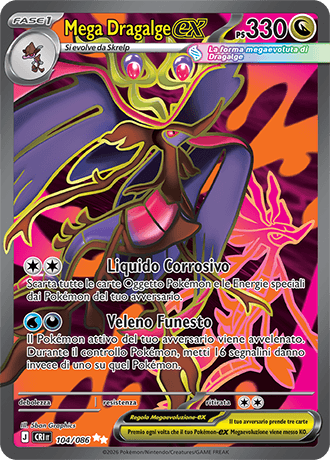 Mega Dragalge ex Caos Nascente carta Pokémon italiana UR