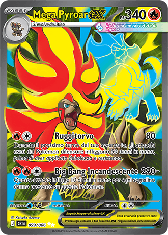 Mega Pyroar ex Caos Nascente carta Pokémon italiana UR