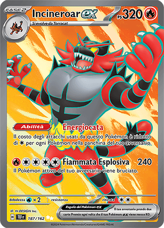 Incineroar ex Cronoforze carta Pokémon italiana UR