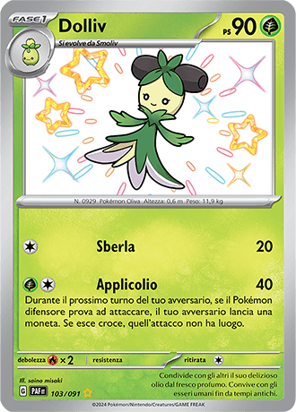 Dolliv Destino di Paldea carta Pokémon italiana SSB
