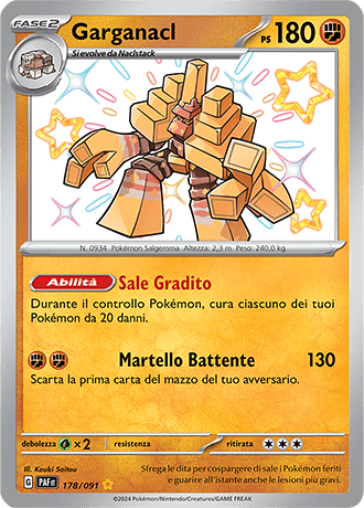 Garganacl Destino di Paldea carta Pokémon italiana SSB