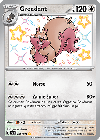 Greedent Destino di Paldea carta Pokémon italiana SSB