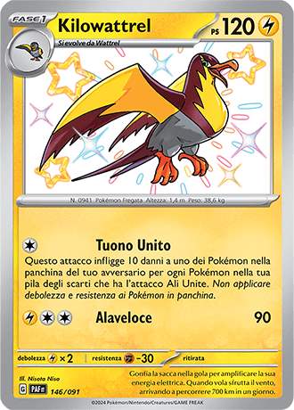 Kilowattrel Destino di Paldea carta Pokémon italiana SSB