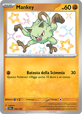 Mankey Destino di Paldea carta Pokémon italiana SSB