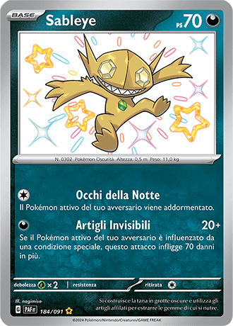 Sableye Destino di Paldea carta Pokémon italiana SSB