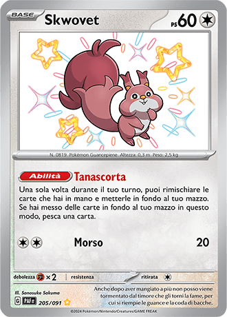 Skwovet Destino di Paldea carta Pokémon italiana SSB