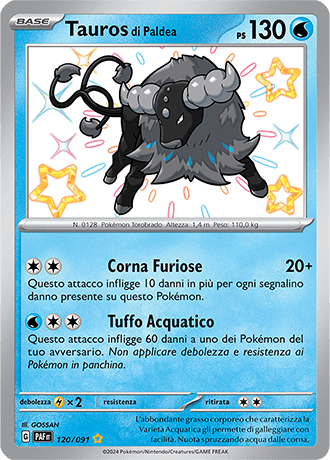 Tauros di Paldea Destino di Paldea carta Pokémon italiana SSB