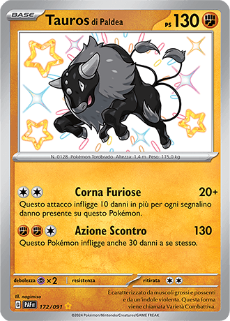 Tauros di Paldea Destino di Paldea carta Pokémon italiana SSB