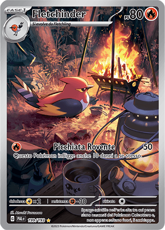 Fletchinder Evoluzioni a Paldea carta Pokémon italiana IR