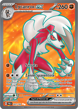 Lycanroc ex Evoluzioni a Paldea carta Pokémon italiana UR