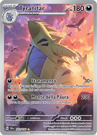 Tyranitar Evoluzioni a Paldea carta Pokémon italiana IR