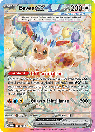 Eevee ex Evoluzioni Prismatiche carta Pokémon italiana SIR
