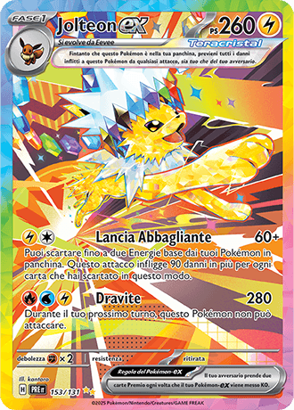 Jolteon ex Evoluzioni Prismatiche carta Pokémon italiana SIR