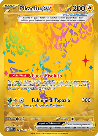 Pikachu ex Evoluzioni Prismatiche carta Pokémon italiana HR