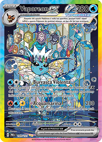 Vaporeon ex Evoluzioni Prismatiche carta Pokémon italiana SIR