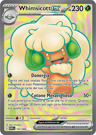Whimsicott ex Fuoco Bianco carta Pokémon italiana UR