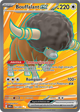 Bouffalant ex Fuoco Bianco carta Pokémon italiana UR