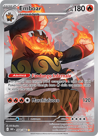 Emboar Fuoco Bianco carta Pokémon italiana IR