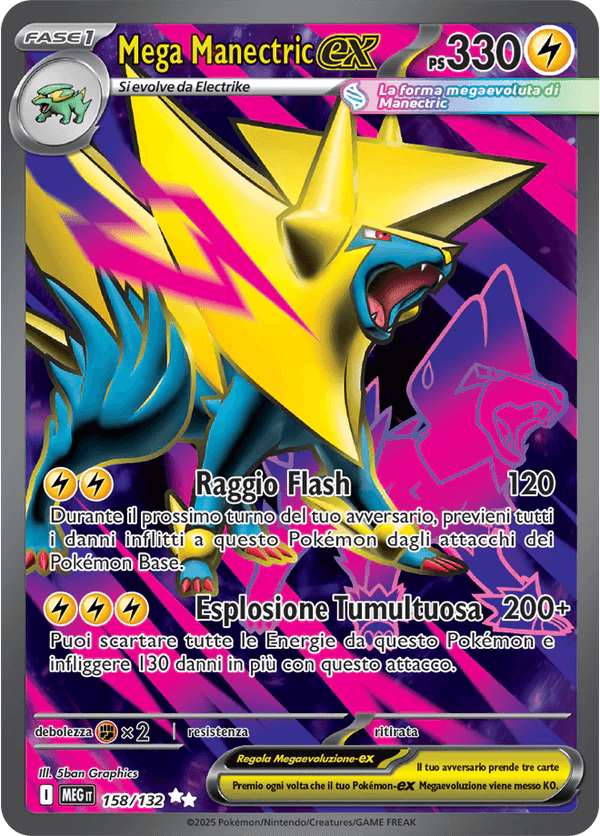 Mega Manectric ex Mega Evoluzione carta Pokémon italiana UR