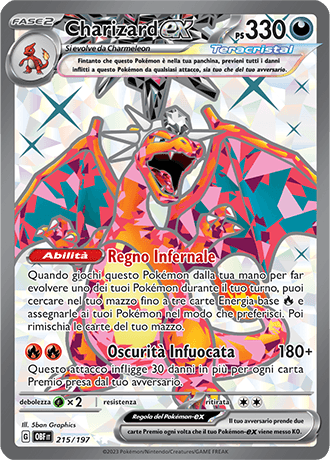 Charizard ex Ossidiana Infuocata carta Pokémon italiana UR