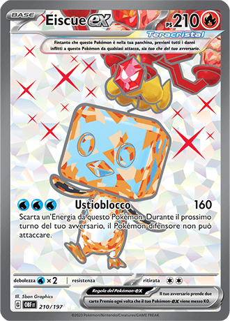 Eiscue ex Ossidiana Infuocata carta Pokémon italiana UR