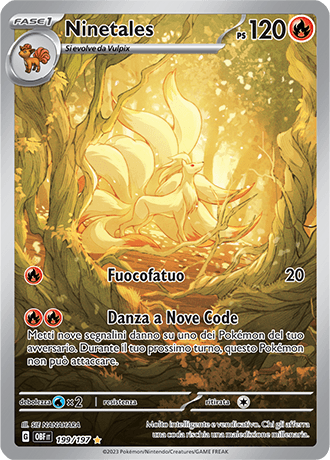 Ninetales Ossidiana Infuocata carta Pokémon italiana IR
