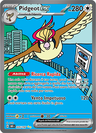 Pidgeot ex Ossidiana Infuocata carta Pokémon italiana SIR