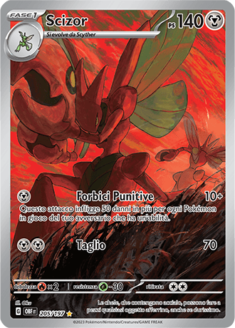 Scizor Ossidiana Infuocata carta Pokémon italiana IR