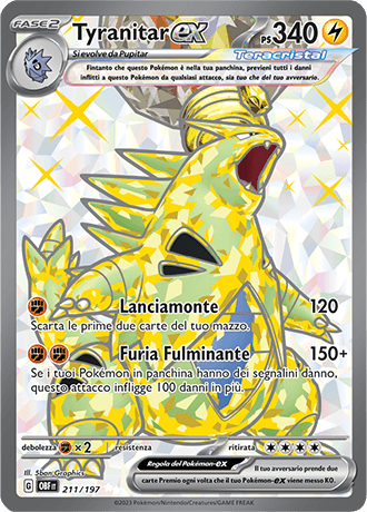 Tyranitar ex Ossidiana Infuocata carta Pokémon italiana UR