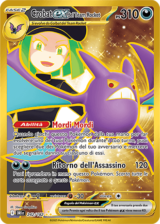 Crobat ex del Team Rocket Rivali Predestinati carta Pokémon italiana HR