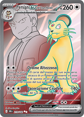 Persian ex del Team Rocket Rivali Predestinati carta Pokémon italiana UR