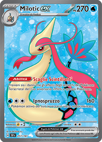 Milotic ex Scintille Folgoranti carta Pokémon italiana UR