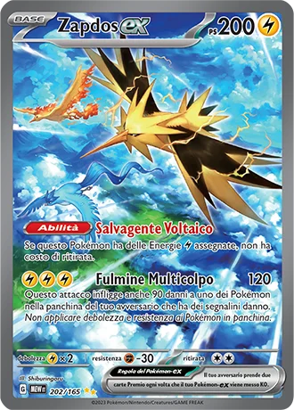 Zapdos ex 151 carta Pokémon italiana
