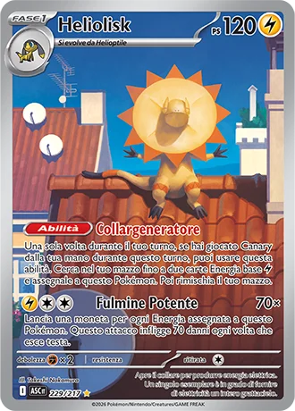 Heliolisk Ascesa Eroica carta Pokémon italiana