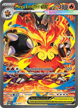 Mega Emboar ex Ascesa Eroica carta Pokémon italiana