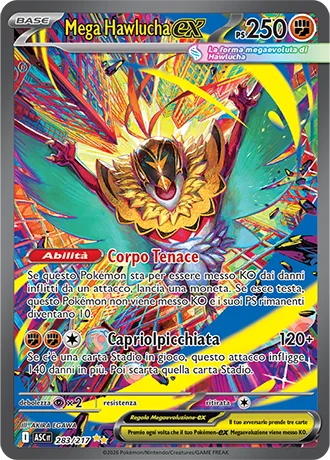 Mega Hawlucha ex Ascesa Eroica carta Pokémon italiana