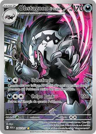 Obstagoon di Galar Ascesa Eroica carta Pokémon italiana