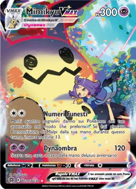 Mimikyu VMAX Astri Lucenti carta Pokémon italiana TG