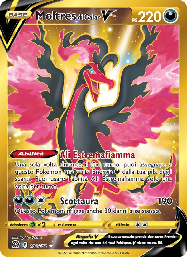 Moltres di Galar V Astri Lucenti carta Pokémon italiana