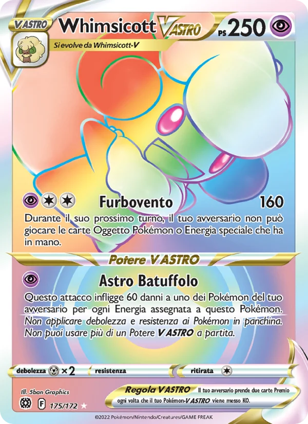 Whimsicott V ASTRO Astri Lucenti carta Pokémon italiana RR