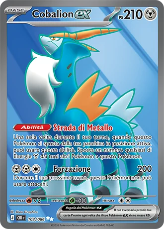 Cobalion ex Caos Nascente carta Pokémon italiana