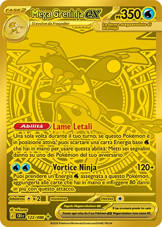 Mega Greninja ex Caos Nascente carta Pokémon italiana
