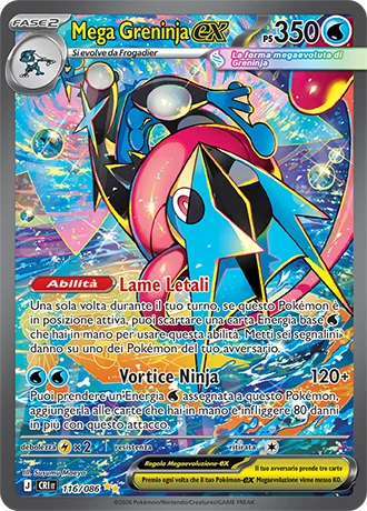 Mega Greninja ex Caos Nascente carta Pokémon italiana