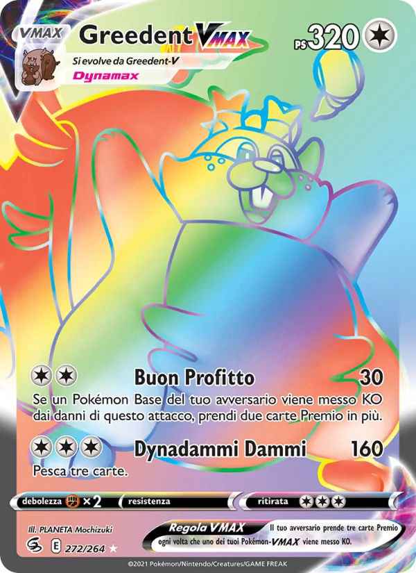 Greedent VMAX Colpo Fusione carta Pokémon italiana RR