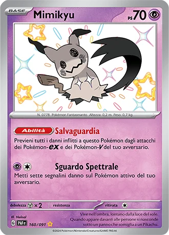 Mimikyu Destino di Paldea carta Pokémon italiana