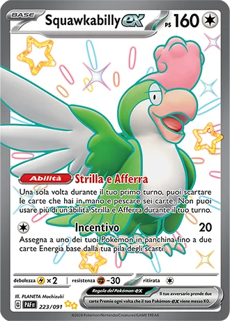 Squawkabilly ex Destino di Paldea carta Pokémon italiana SSR